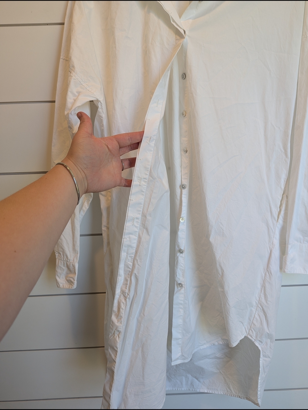 Assembly Label White Mini Shirt Dress Size 6 Small Long Sleeve Crisp - Picture 3 of 11